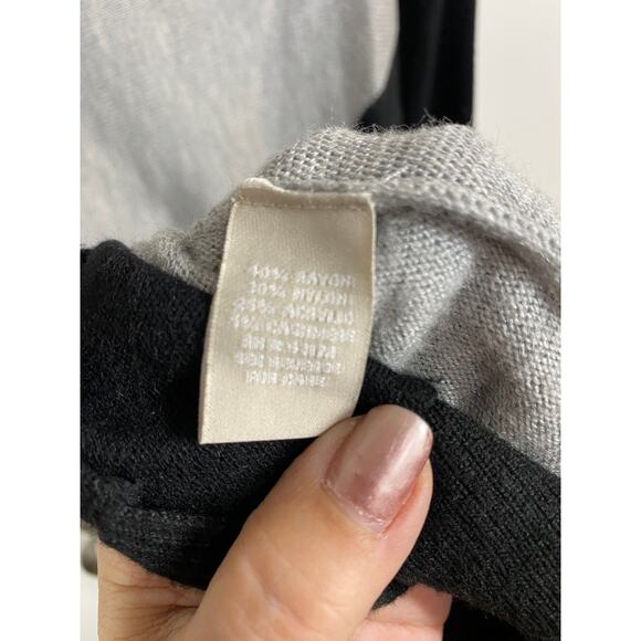 Joan Vass Studio Asymmetrical Black & Gray Long Sleeve Tunic Sweater Medium - Picture 5 of 10